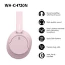 Sony WH-CH720N Wireless Bluetooth Noise Cancelling Over-Ear Headphones, Sound, Ambient Sound Mode, Lightweight Design, up to 50 hr battery life, iOS & Android - Pink - 2