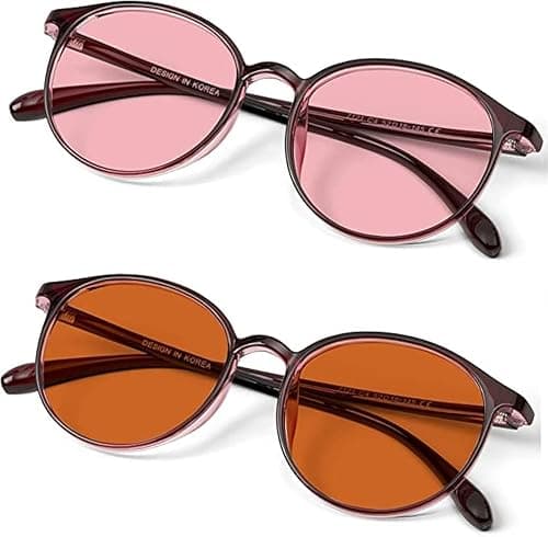 BRADDELL OPTICS Migraine Anti Blue FL-41 Rose Indoor & FL-60 Brown Outdoor Glasses for Light Sensitivity, LED Fluorescent Lighting Glare & Photophobia