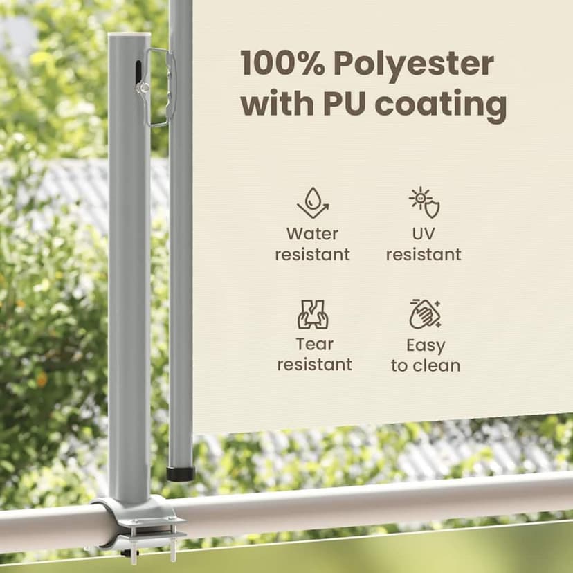 vidaXL Patio Retractable Side Awning 100x300cm Cream Garden Screen Canopy - 6