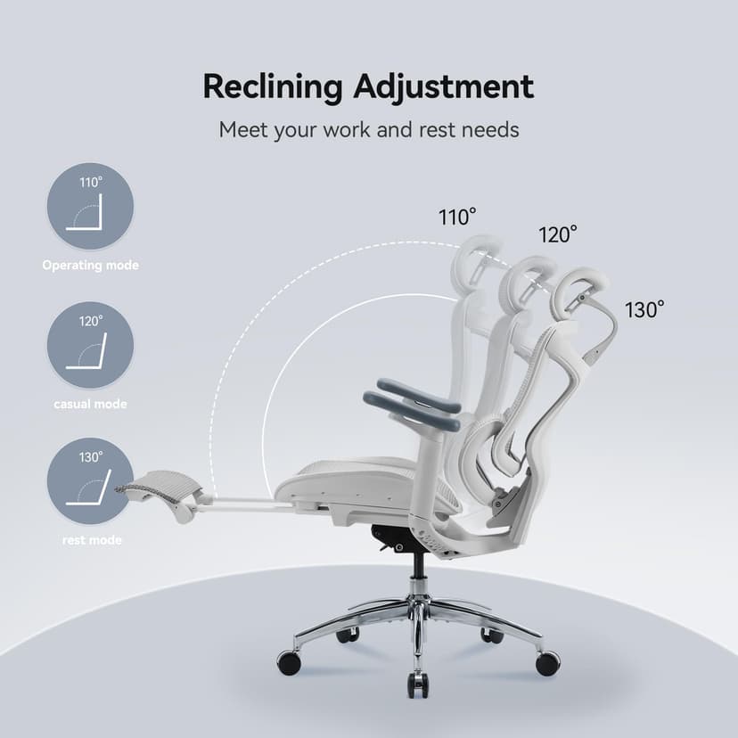 SIHOO Ergonomic Office Chair with Dynamic Lumbar Support, 3D Armrests & Adjustable Backrest, Footrest for Enhanced Comfort, Desk Chair for Home Office, Doro C300 - Black (Supports up to 150 kg) - 4