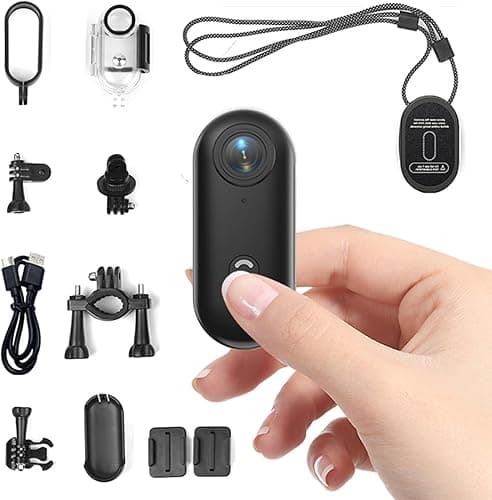 Mini Caméra Vlog Sport 4K,Camera Sport Chien 360 Degrés avec Clip Rotatif 360°, Enregistrement Pendant Charge & Clip Magnétique, Action Caméra Casque Moto pour Cyclisme, Moto, Vlog, Animaux, Famille