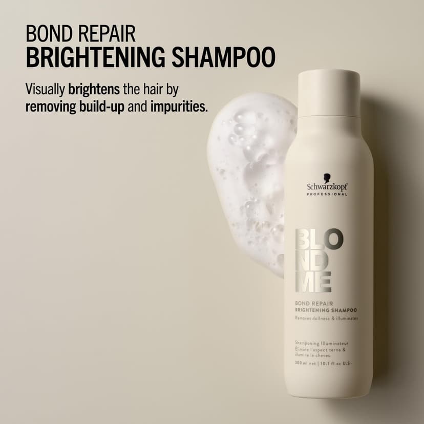 Schwarzkopf Professional BLONDME Bond Repair Brightening Shampoo Hair Shampoo Removing Environmental Pollutants Almond Oil White Tea Hydrating Strengthening And Deeply Nourishing 300 ml - 4