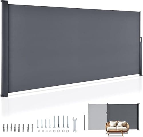 Juskys Dubai Side Awning, 500 x 160 cm, Extendible and Opaque, Privacy Screen and Windbreak for Balcony and Patio, Wall Bracket for Side Roller Blind, Anthracite