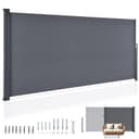 Juskys Dubai Side Awning, 500 x 160 cm, Extendible and Opaque, Privacy Screen and Windbreak for Balcony and Patio, Wall Bracket for Side Roller Blind, Anthracite - 1