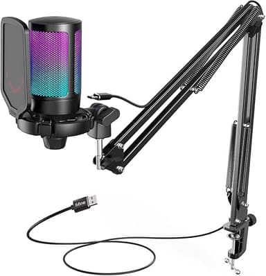 FIFINE Gaming Microphone PC with Arm, USB Microphone Kit …
