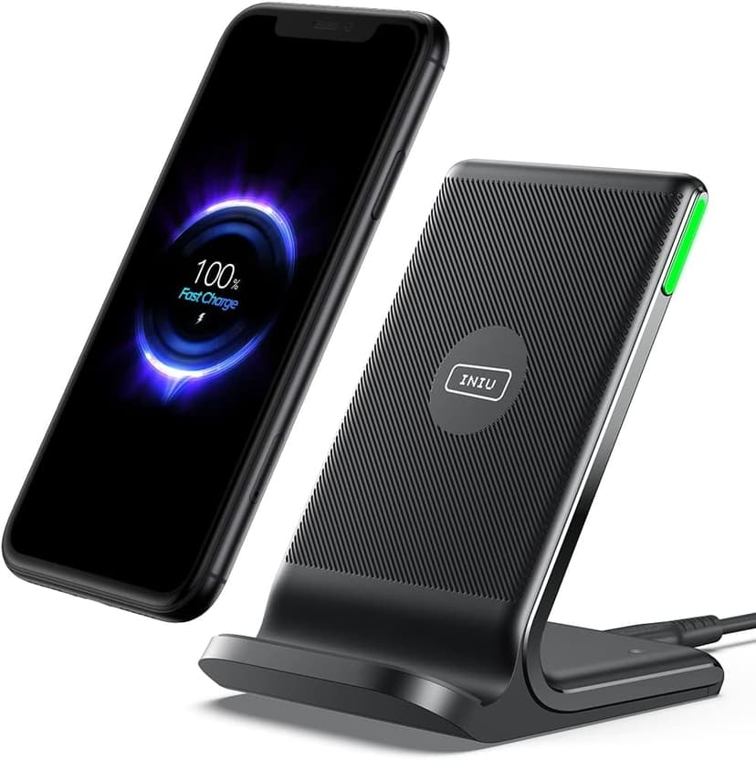 INIU Chargeur Induction 15W, Chargeur sans Fil à Charge Rapide, Wireless Charger Accessoire Bureau pour iPhone 17 16 Pro Max 15 Plus 14 13 12 11, Samsung, Google Pixel, etc. - 1