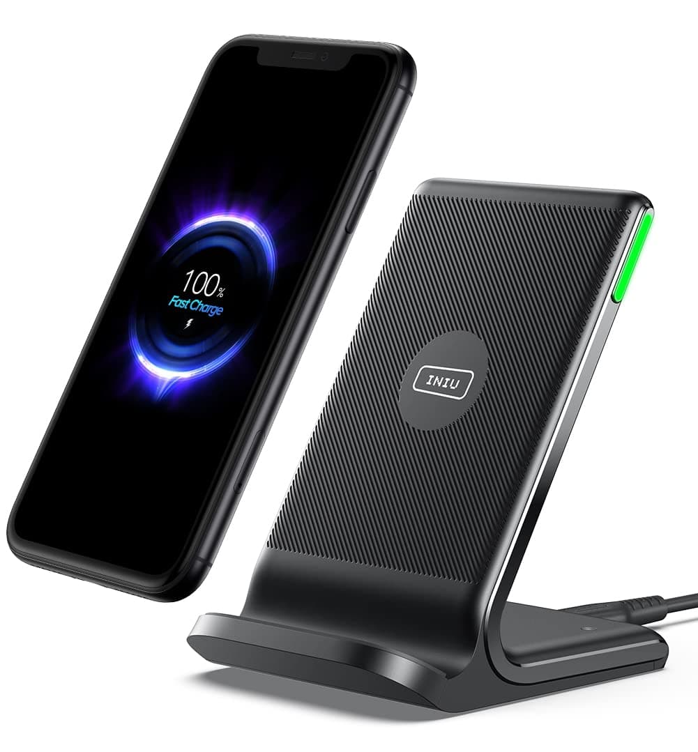 INIU Chargeur Induction 15W, Chargeur sans Fil à Charge Rapide, Wireless Charger Accessoire Bureau pour iPhone 17 16 Pro Max 15 Plus 14 13 12 11, Samsung, Google Pixel, etc.