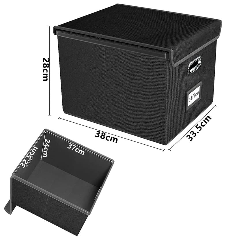 Okydoky Storage Boxes with Lid, A4 Hanging File Box Made of Fibreboard and Paper in Stylish Linen Look, Suitable for Home and Office, and File Storage Boxes (Black) - 2