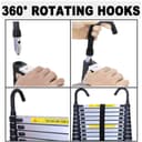 Échelle télescopique de 5 m avec 2 Crochets, antidérapante, 13 échelons, Portable, pour l'extérieur et l'intérieur, capacité de Charge de 150 kg - 3