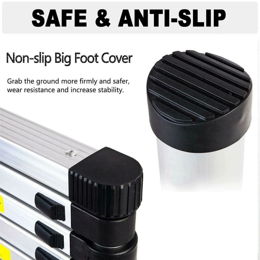 Échelle télescopique de 5 m avec 2 Crochets, antidérapante, 13 échelons, Portable, pour l'extérieur et l'intérieur, capacité de Charge de 150 kg - 5