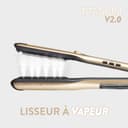 Demeliss Saint Algue Titanium V2.0 Steam Straightener Set - Includes 2-in-1 Mat - High Performance Smoothing and Intense Hydration - for All Hair Types - 6
