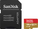 SanDisk 128 Go Extreme carte microSDXC pour caméras embarquées et drones + Adaptateur SD + RescuePRO Deluxe, jusqu'à 190 Mo/s, avec performances A2 App, UHS-I , Classe 10, U3, V30 - 4