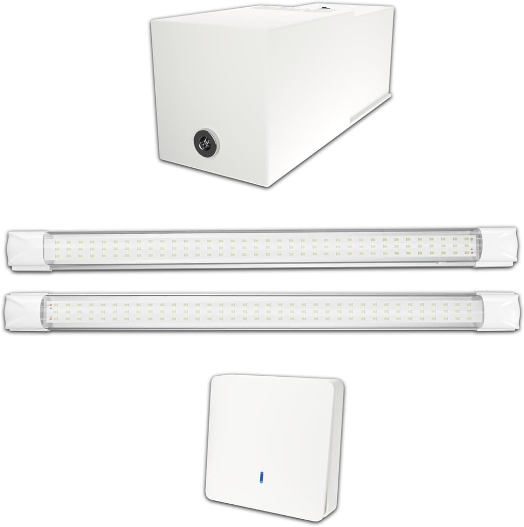 Powerful Wireless LED Light with Rechargeable Battery for Garage, Basement Box, Cellar, Locations Without Electricity - Autonomous Light lamp 2200 Lumens, Ready to Install, Battery Life 3.5 Hours