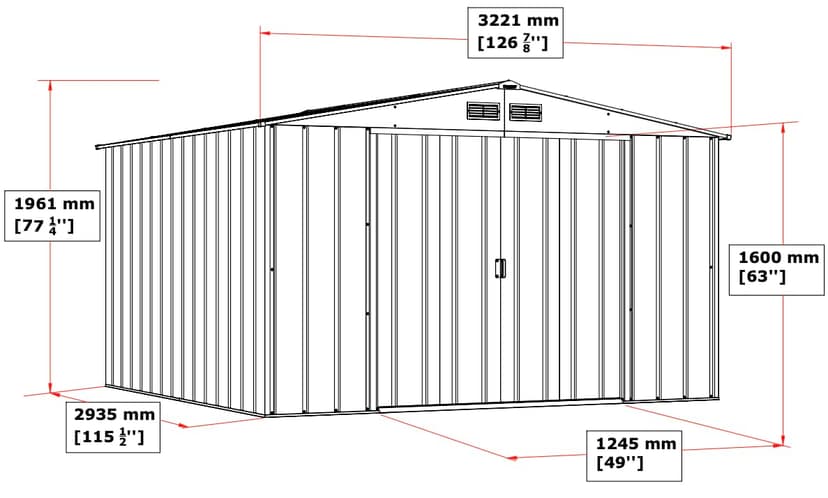 Duramax ECO 10 x 10 (9.74 m2) Metal Garden Storage Shed, Hot-Dipped Galvanized Metal Garden Shed, Tool Storage Shed, Strong Reinforced Roof Structure, Maintenance-Free Metal Shed, Anthracite - 6