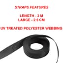 Master Lock 3238EURDAT Retractable Ratchet Tie Down Strap with S-Hooks, Black, 3m x 25mm Strap, Pack of 2 - 5