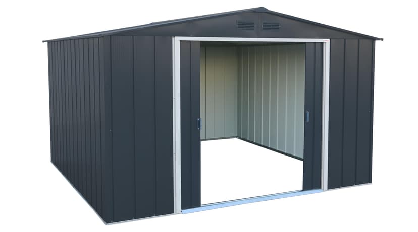 Duramax ECO 10 x 10 (9.74 m2) Metal Garden Storage Shed, Hot-Dipped Galvanized Metal Garden Shed, Tool Storage Shed, Strong Reinforced Roof Structure, Maintenance-Free Metal Shed, Anthracite - 7
