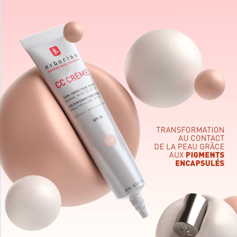 Erborian - CC Cream with Centella Asiatica- Color Correcting Cream with Healthy Glow Effect - Natural and Luminous Finish - Long-Lasting Hydration - Korean Cosmetic Care - Doré 15 ml - 8