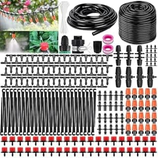 Garden Irrigation System, Garden Irrigation Kit, 50 m + 8 m Irrigation Pipes, Automatic Drip Irrigation Garden Watering Misting Cooling System for Landscape, Flower Bed and Patio Plants