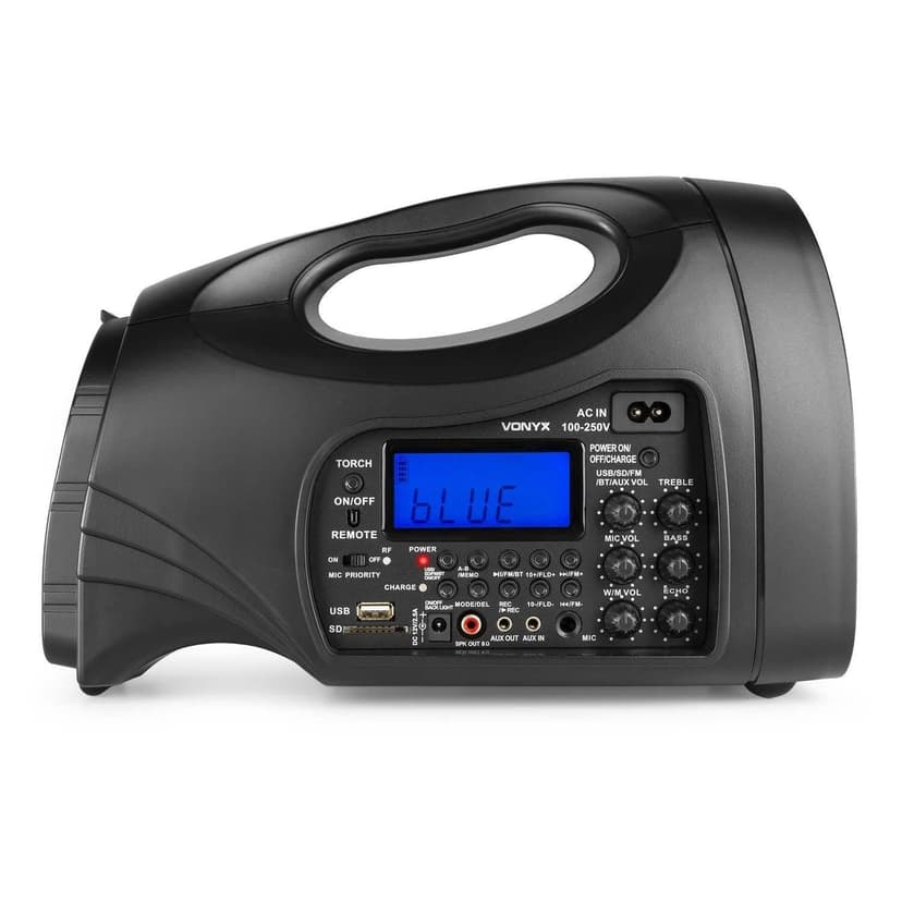 Vonyx Portable Handheld PA System ST016 with Wireless Mic, Rechargeable Battery, Bluetooth, FM Radio, Portable Tour Guide Speaker for Presentations, Events and Tours - 6