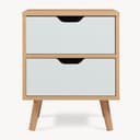 [en.casa] Bedside table Bordkak nightstand with 2 drawers side table 50 x 40 x 30 cm chest of drawers wooden legs oak look/white - 8