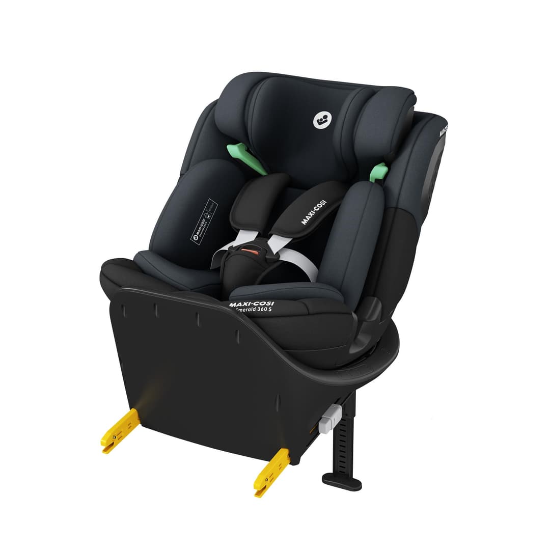 Maxi-COSI Emerald S i-Size, 360 Swivel Baby car seat, 0-12 Years 40-150cm, Group 0+123 car seat, Isofix 0-36 kg car seat, Rearfacing, 4 Recline Positions, G-Cell Side Impact Protection, Tonal Black