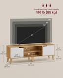VASAGLE TV Stand Unit, Entertainment Center with Adjustable Shelf, for 65 Inch TVs, 147 cm Long Media Console Table, Transitional Style, for Living Room, Bedroom, Natural Oak and Cream White LTV556Y01 - 4