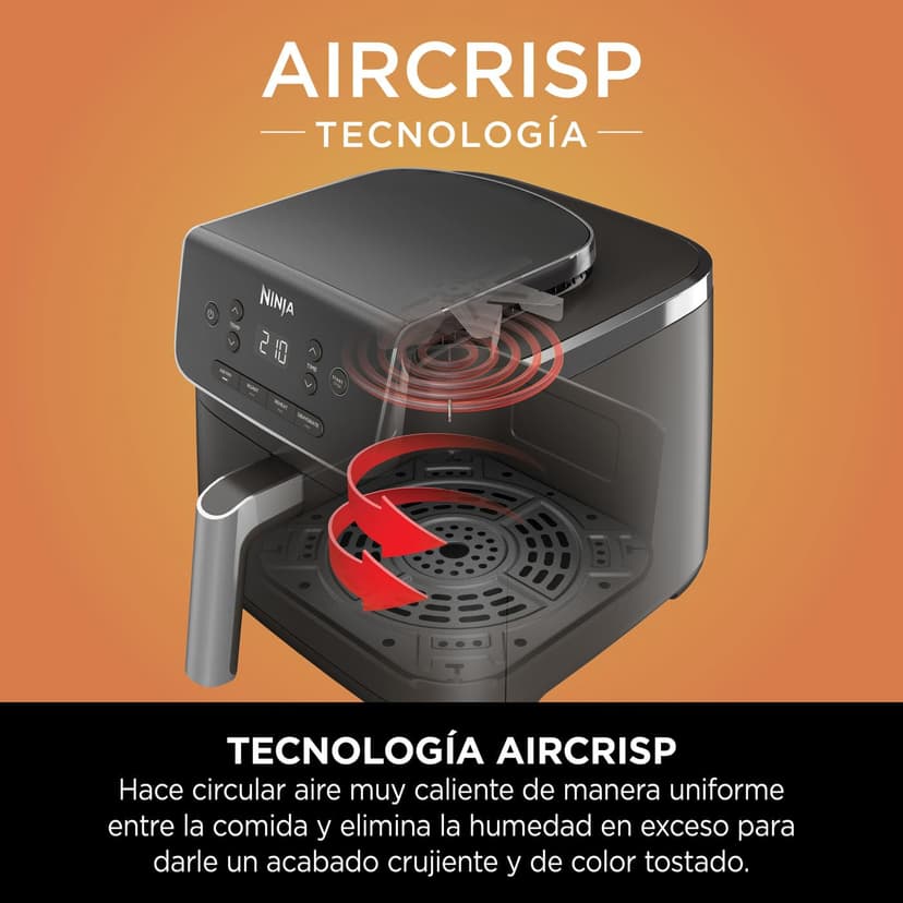 Ninja Air Fryer PRO Friteuse 4,7L, 1 tiroir, 4-en-1, sans huile, rôtir, réchauffer, déshydrater, cuire 1 à 2 portions, à partir de produits surgelés, tiroir, panier antiadhésifs, 2 000 W, Noir AF140EU - 6