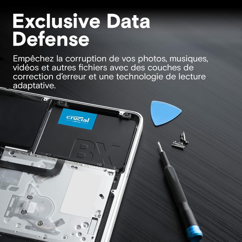 Crucial BX500 SATA SSD 1To2.5 Interne, jusqu'à 540MB/s, Compatible avec Ordinateur Portable et de Bureau (PC), 3D NAND, Accélération Dynamique de l'Écriture - CT1000BX500SSD101 - 3