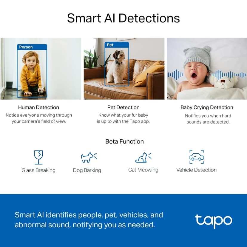 TP-Link Tapo 2K 4MP C220 WiFi Indoor Surveillance Camera, Person Detection, Two-Way Audio, Compatible with Alexa and Google Assistant, for Baby/Pets,White - 5