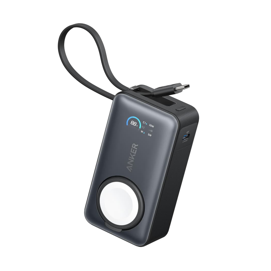 Anker Batterie Externe Magnétique 10000 mAh PD 35W avec câble USB-C intégré, Power Bank Charge Rapide, pour Apple Watch, iPhone 17 Pro Max/17/15/14/13, Samsung, iPad, AirPods et Autres (Noir)