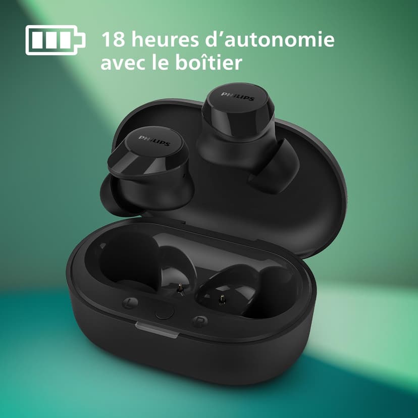Philips TAT1209BK True Wireless in Ear Bluetooth Headphones - Small Buds. Great Value Natural Sound. Dynamic Bass, Pocket-Sized Charging Case, Clear Calls - Black - 6