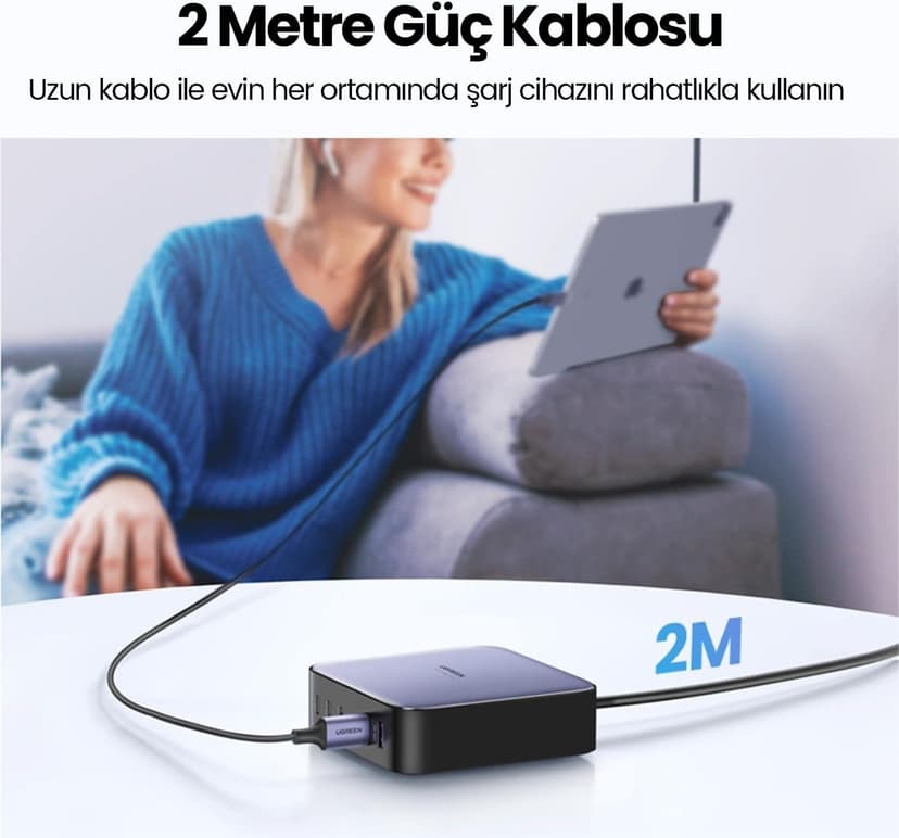 UGREEN Nexode 200 W 6 porte caricatore USB C veloce desktop GaN II compatibile con 100 W 65 W iPhone 16 Plus Pro Max 15 14 13 12 MacBook Pro Air M3 M2 M1 Galaxy S24 Ultra Plus 2M cavo di alimentazione - 7