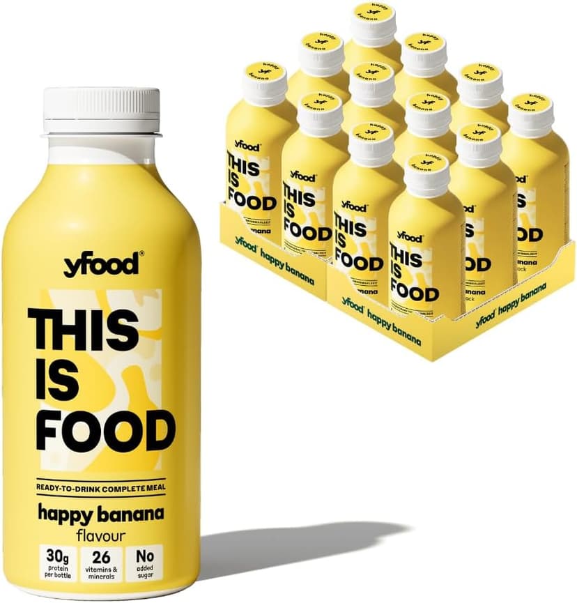 yfood Happy Banana, tasty meal replacement, THIS IS FOOD drink, 30 g of protein, 26 vitamins and mineral (12 x 500ml) - 1