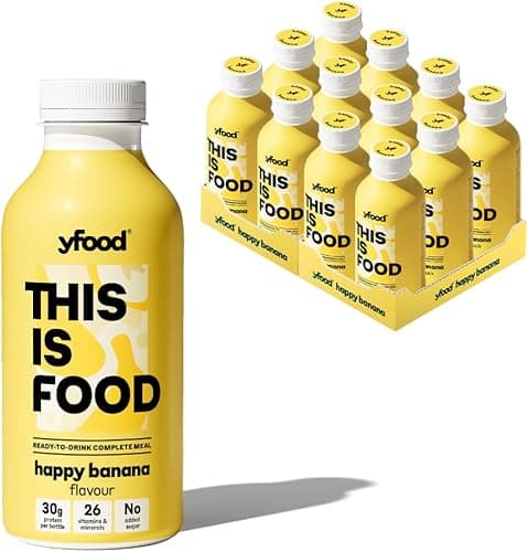 yfood Happy Banana, tasty meal replacement, THIS IS FOOD drink, 30 g of protein, 26 vitamins and mineral (12 x 500ml)