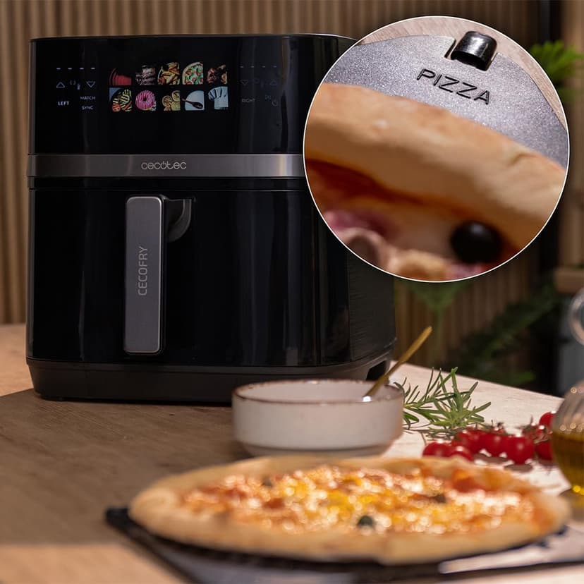 Cecotec Air Fryer Cecofry&Grill Duoheat 8000. Friteuse à Air sans Huile 8L, Grill et Plancha, Résistance Double, 2200W, Cuisson Uniforme, Moins de Graisse, Idéale pour Pizzas - 7