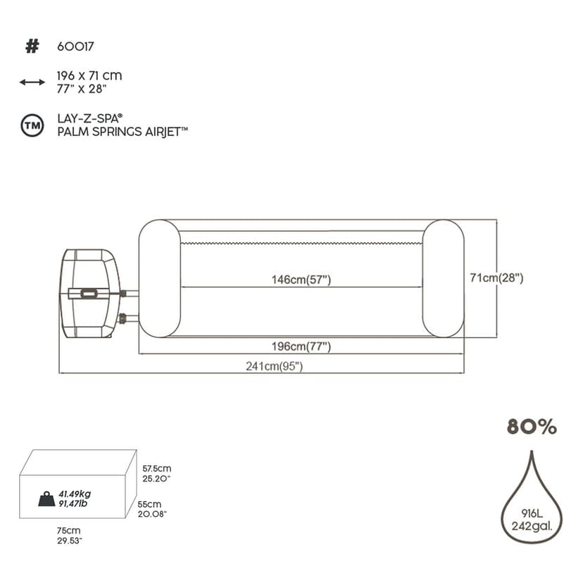 Bestway 60017 Lay-Z-Spa, Multicolor, 71.0 cm*196.0 cm*196.0 cm - 3