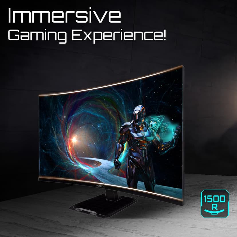 Gigabyte GS32QCA 31.5" QHD Curved Gaming Monitor - 2560 x 1440, 180Hz, 1ms, 250 cd/m², FreeSync, HDR Ready, HDMI 2.0, DisplayPort 1.4 - 7