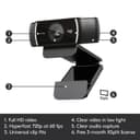 Logitech C922 Pro Stream Webcam, HD 1080p/30fps Or HD 720p/60fps Hyperfast Streaming, Stereo Audio, HD Light Correction, Autofocus, For YouTube, Twitch, XSplit, PC/Mac/Laptop/Macbook/Tablet - Black - 6