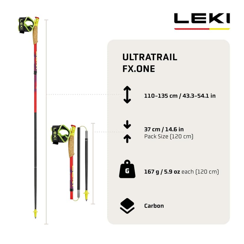 LEKI Ultratrail FX.One Trail Running Poles for Women & Men | Foldable Carbon | Ultra-light | Fixed Length - 3