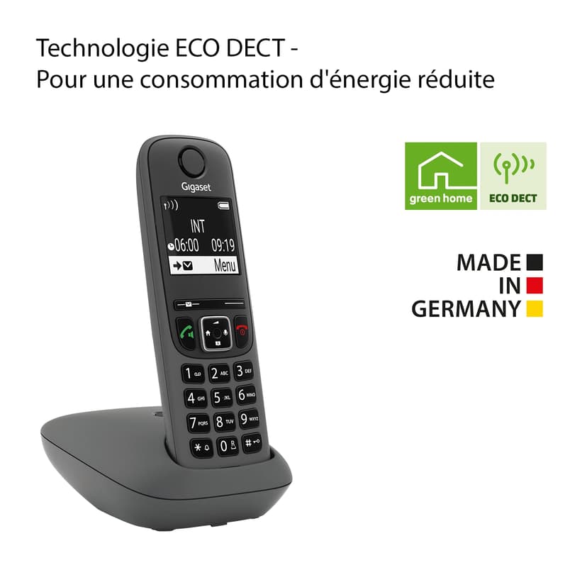 Gigaset A695 Trio - téléphone DECT sans Fil - 3 combinés avec Grand écran à Haut Contraste - Excellente qualité Audio - Fonction Mains Libres - Protection d'appels, Gris [Version française] - 5