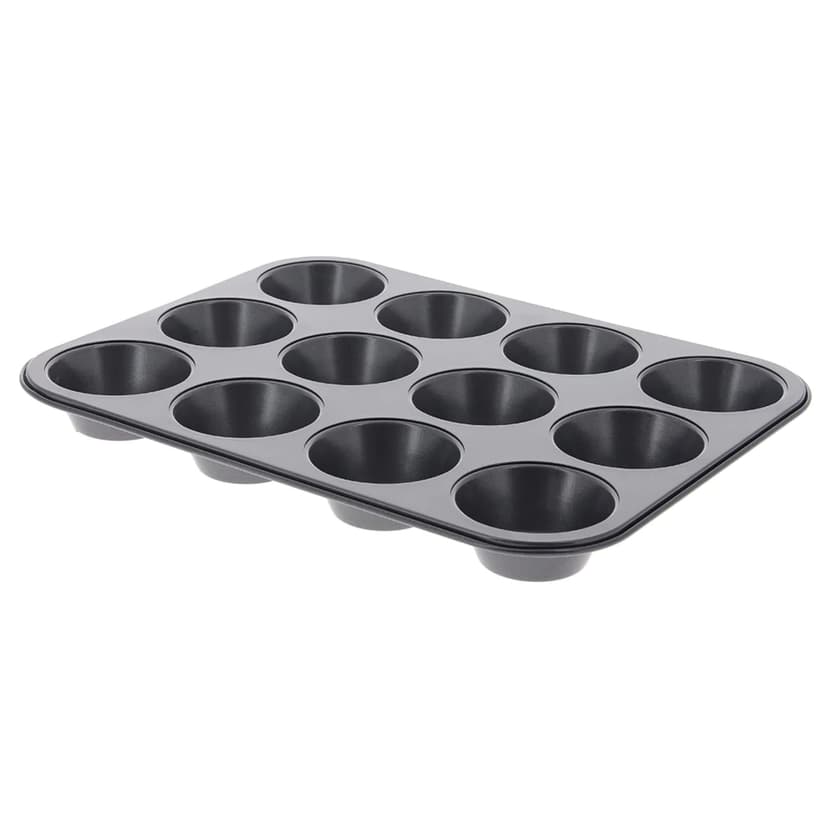 De Buyer - Plaque de 12 muffins en acier antiadhésif - 34 cm x 26 cm x 3 cm -, Noir - 1