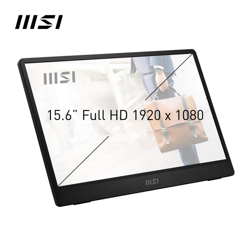 MSI Pro MP161 E2U écran Portable 15,6" Full HD - Dalle IPS 1920 x 1080, 60 Hz, écran respectueux des Yeux (PC, Portable, Mobile), HP intégrés - Mini-HDMI 2.0b, 2 x USB Type-C - 2