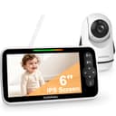 HelloBaby Moniteur Vidéo Bébé 6 Pouces, Grand Écran avec Caméra et Audio, Batterie 4000mAh Mode ECO, Vision Nocturne, sans WiFi, Communication Bidirectionnelle 8 Berceuses, Caméra PTZ à Distance - 1