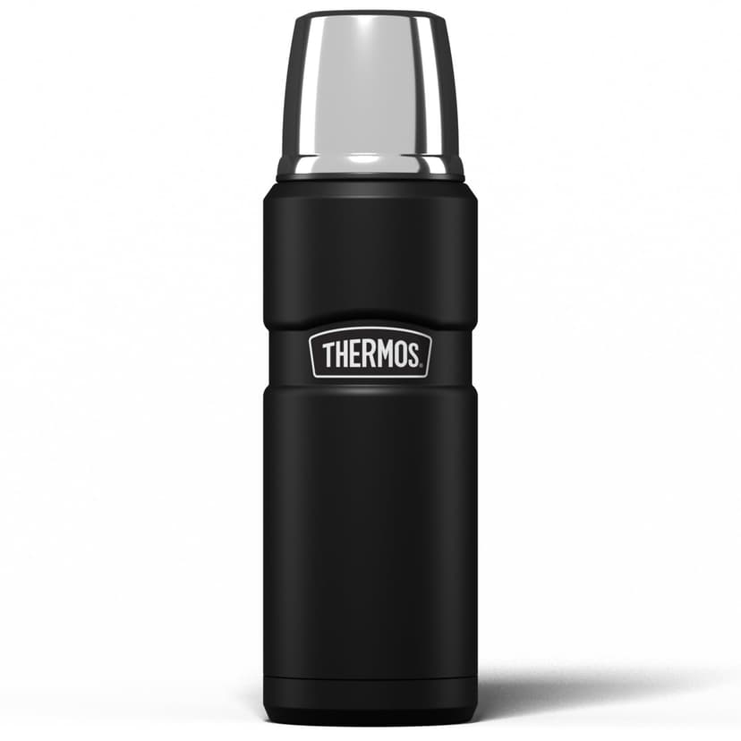 Thermos Stainless King 470ml Multi-Purpose Thermos Flask - Original-Style Flask can be used as Travel Mug or Insulated Water Bottle for Daily Commute & Weekend Adventures – Matt Black - 1