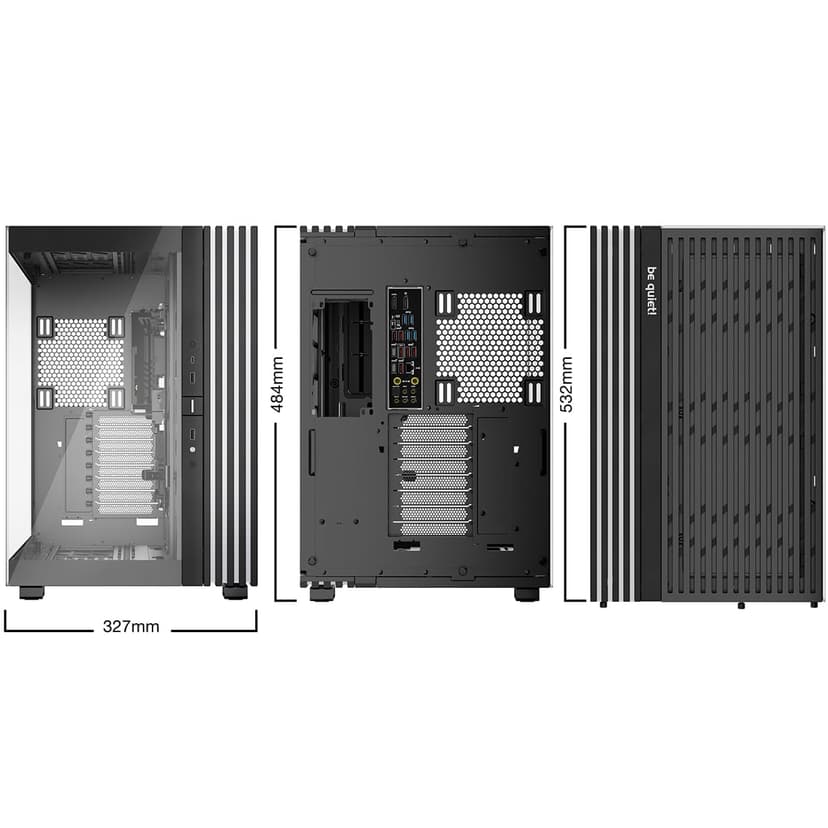 be quiet! Light Base 900 DX Black PC Case, Stunning Panoramic View, Show Case, Dual Chamber Design, Solid ARGB LED Strip, Inverted and Horizontal Usable, E-ATX Motherboard Compatible - 2