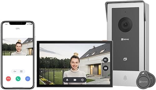 EZVIZ WiFi Video Door Phone Intercom System 1080P, 7'' Color Touch Monitor, Video Doorbell 2 Wire Peephole, Two-Way Talk, Remote Unlock, Two-Way Audio, Night Vision, Slim Design, CP5
