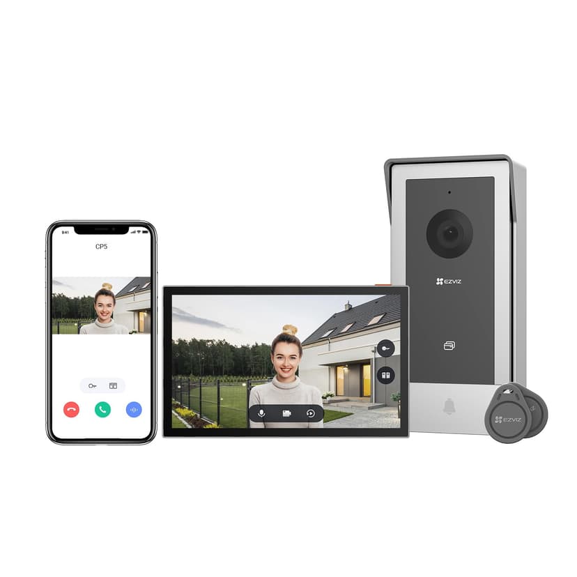 EZVIZ WiFi Video Door Phone Intercom System 1080P, 7'' Color Touch Monitor, Video Doorbell 2 Wire Peephole, Two-Way Talk, Remote Unlock, Two-Way Audio, Night Vision, Slim Design, CP5 - 1