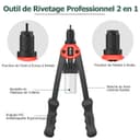JiGiU 2 in 1 Rivet Nut Tool and Rivet Gun, Professional Hand Rivnut Gun Rivet Nut Gun Tool Heavy Duty Rivnut Tool Kit with M3 M4 M5 M6 M8 M10 M12 & 3.2/4.0/4.8/6.0/6.4 Rivet Heads,110 Nuts & 50 Rivets - 2