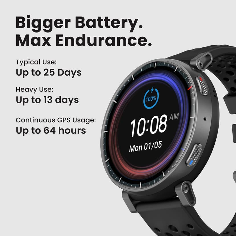 Amazfit Active Max Smart Watch 48mm, 1.5" AMOLED Display, 25-Day Battery, Offline Map, NFC, GPS, 4GB Storage, 170+ Sport, 5 ATM Water Resistant, Heart Rate & Sleep Fitness Tracker for Android & iPhone - 3