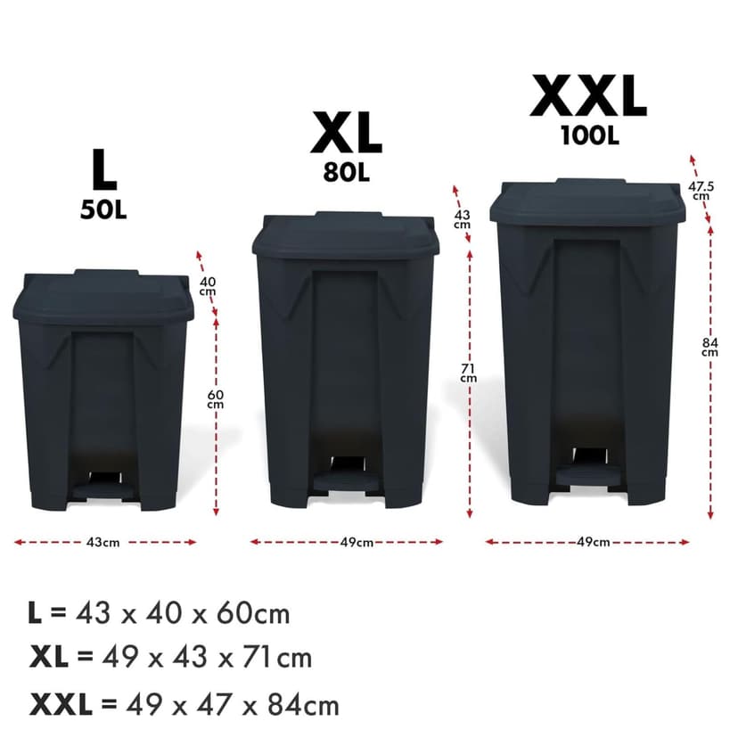 Floordirekt 50 Litre Rubbish Bin, Grey Lid, Kitchen and Office Rubbish Bin, Separate Collection System, Pedal Bin with Step-On Mechanism, Olaf Waste Bin - 5